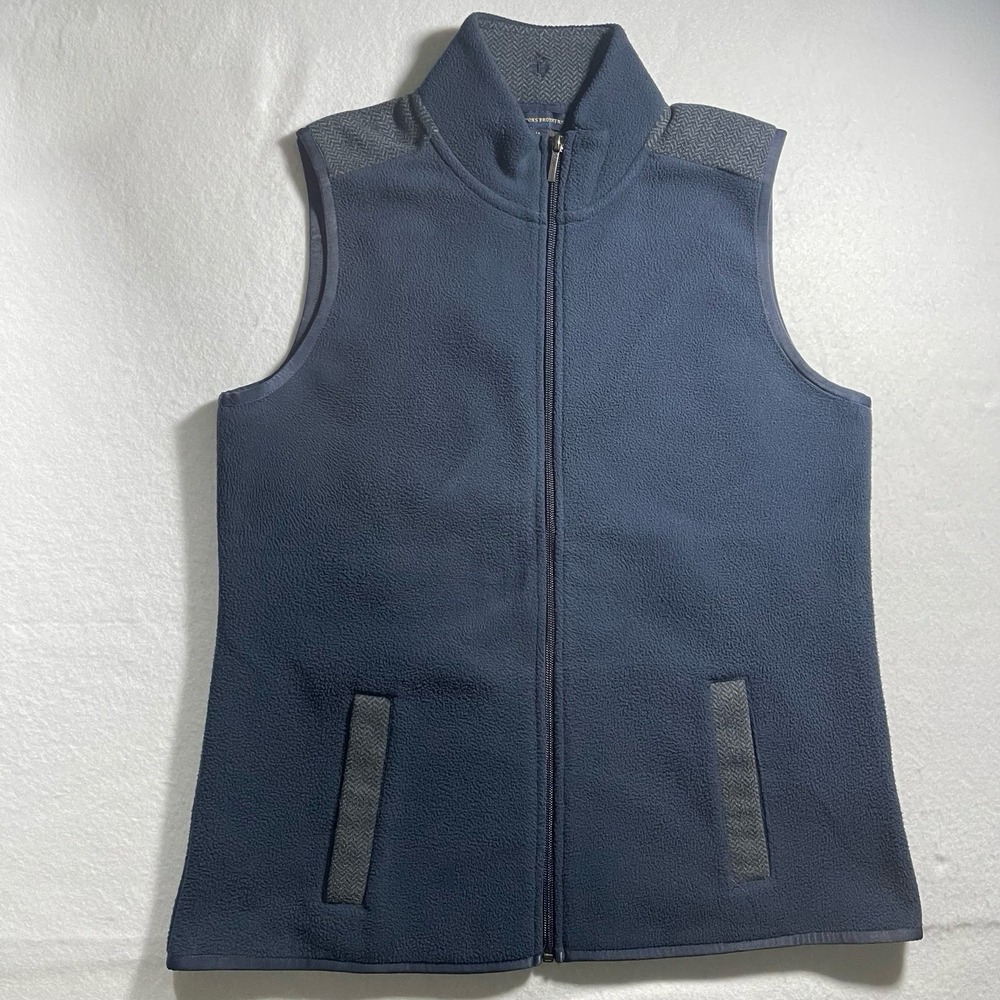 Brooks Brothers Blue Full Zip Fleece Vest Men's Medium Polyester